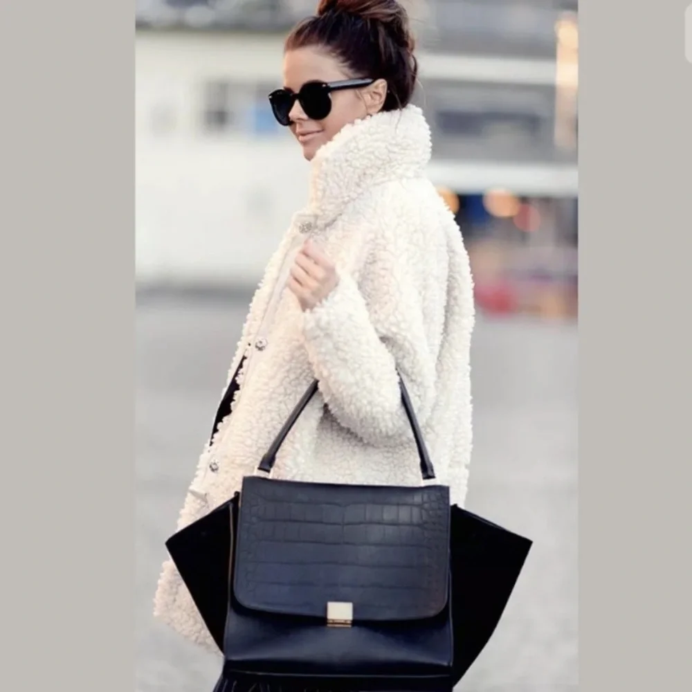 Celine Croc Embossed Medium Trapeze - Picture 1 of 16